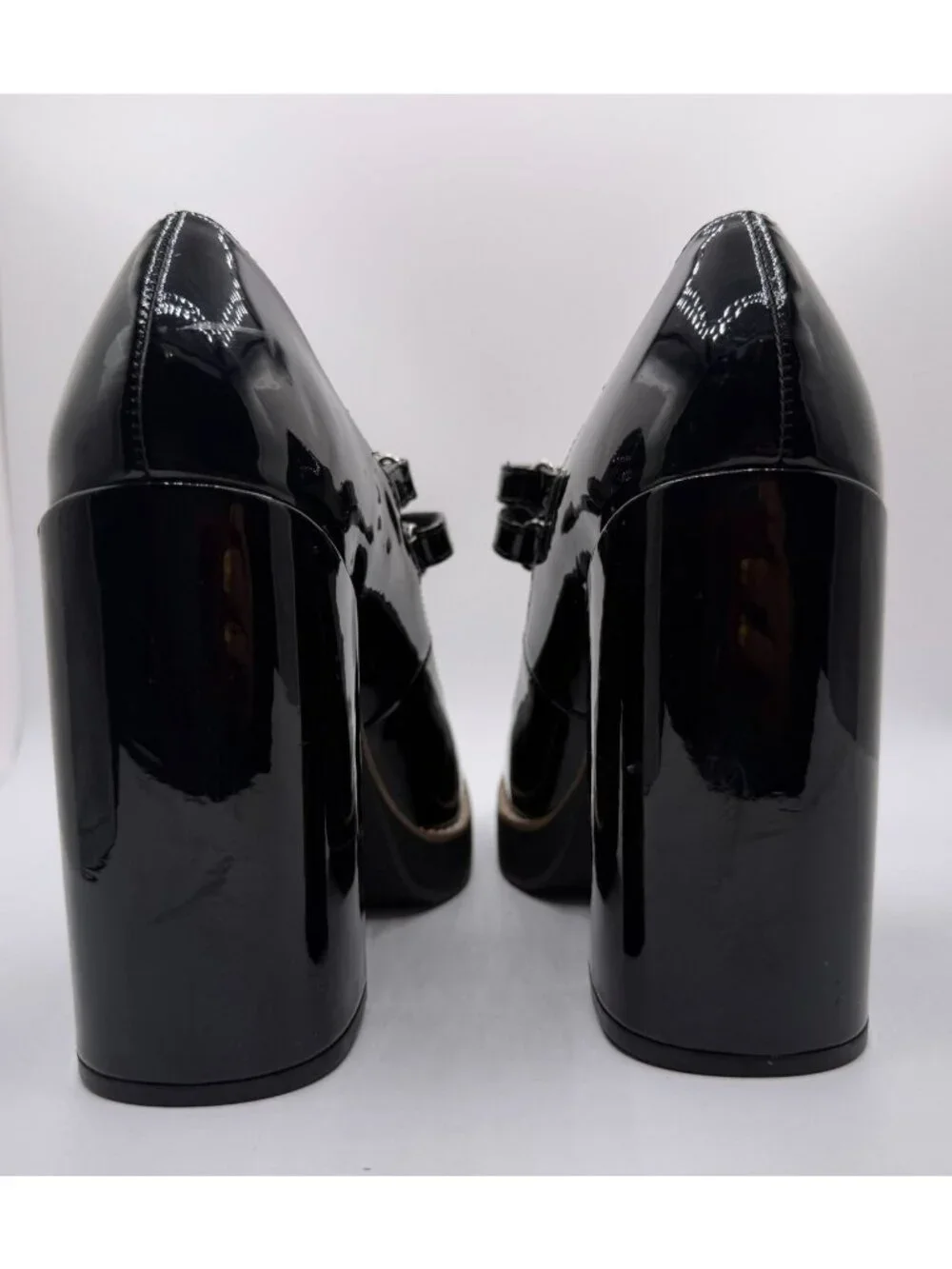 Steve Madden Twice Mary Jane Platform Pumps Black Patent Leather Women Size 9.5M